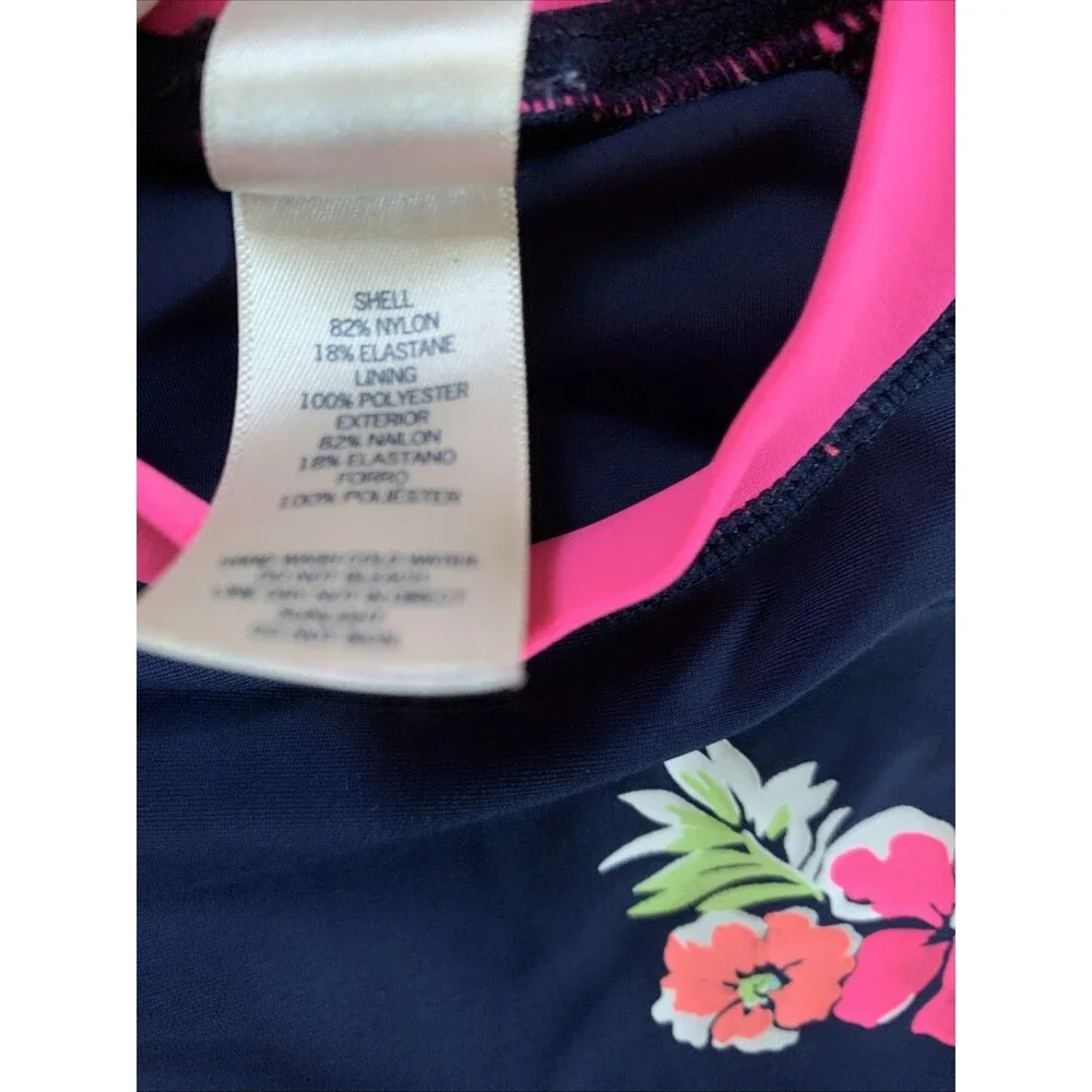 Oshkosh B’gosh Girl Swim Rashguard Top Surf Floral Pink Blue 2T